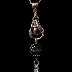 Collier ARBRE DE VIE et perle en cage Swarovski Bronze et or rose
